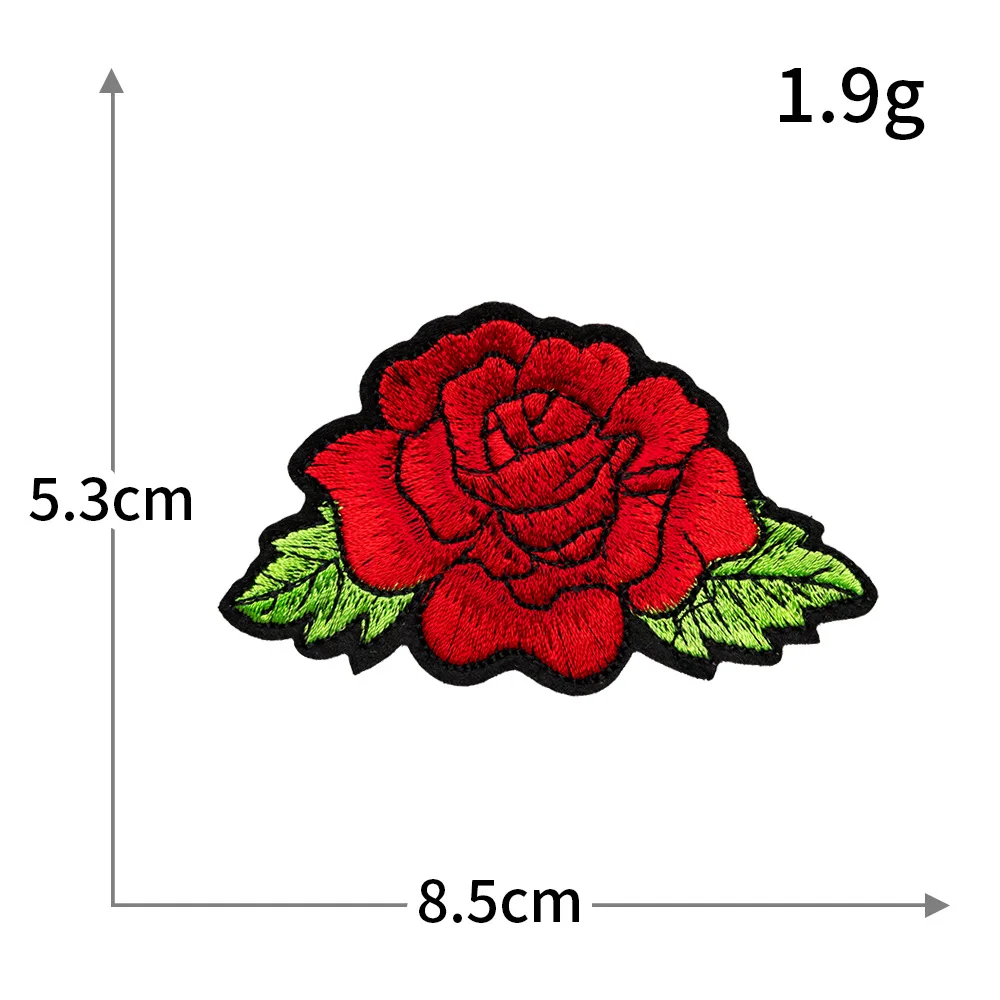 Red Rose Embroidery Patch - Decorative DIY Cloth Accent for Fashion & Accessories