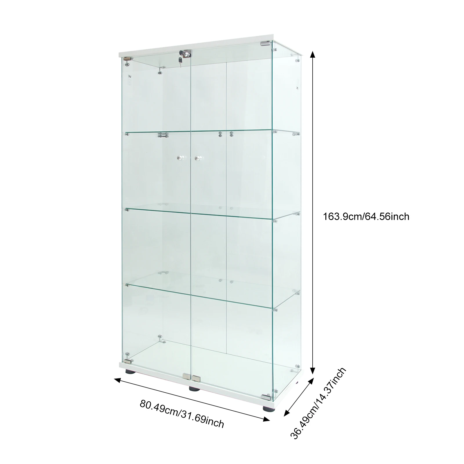 Rosahqnda Glas-Vitrine Stehende Vitrine 163,5cm Transparentes Möbelstück Glas-Schaukasten für Wohnzimmer und Bar – Detail 2