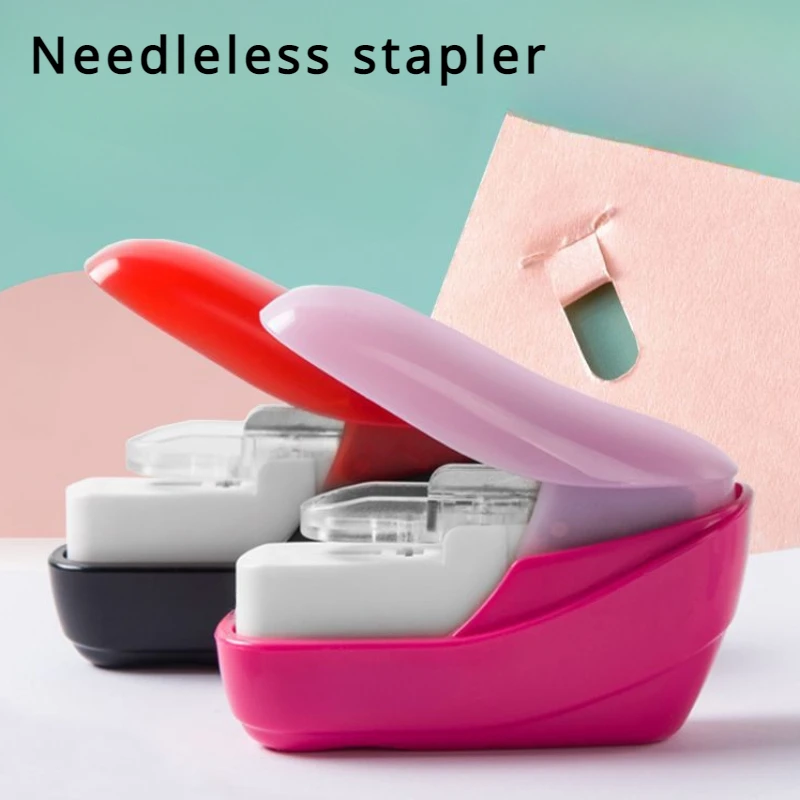 Mini No Nails Easy Effortless Stapler book Stapling Stapler Without Staple Office Binding Supplies School Supplies mini stapler set