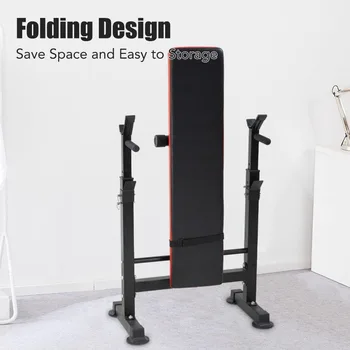 PayLessHere Adjustable Weight Bench with Barbell Rack,Bench Press Folding Multi-Function Workout Bench with Dip Station 6