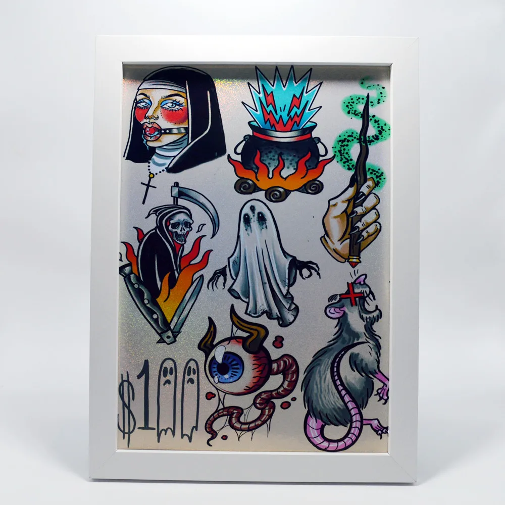 

Add Some Art to Your Tattoo Studio with Decorative Painting - Vintage Tattoo Design Poster Mural Holographic Vinyl Stickers C7