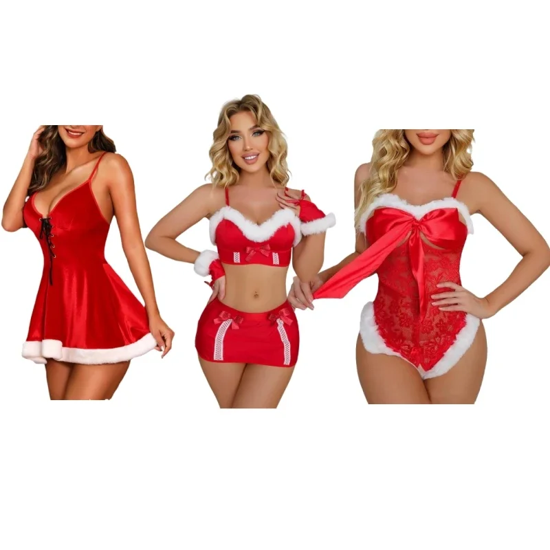 

Рождественское платье для косплея, Рождественская сексуальная форма, женское платье для взрослых, костюм, Рождественская юбка, нижнее белье, модный костюм для ролевых игр