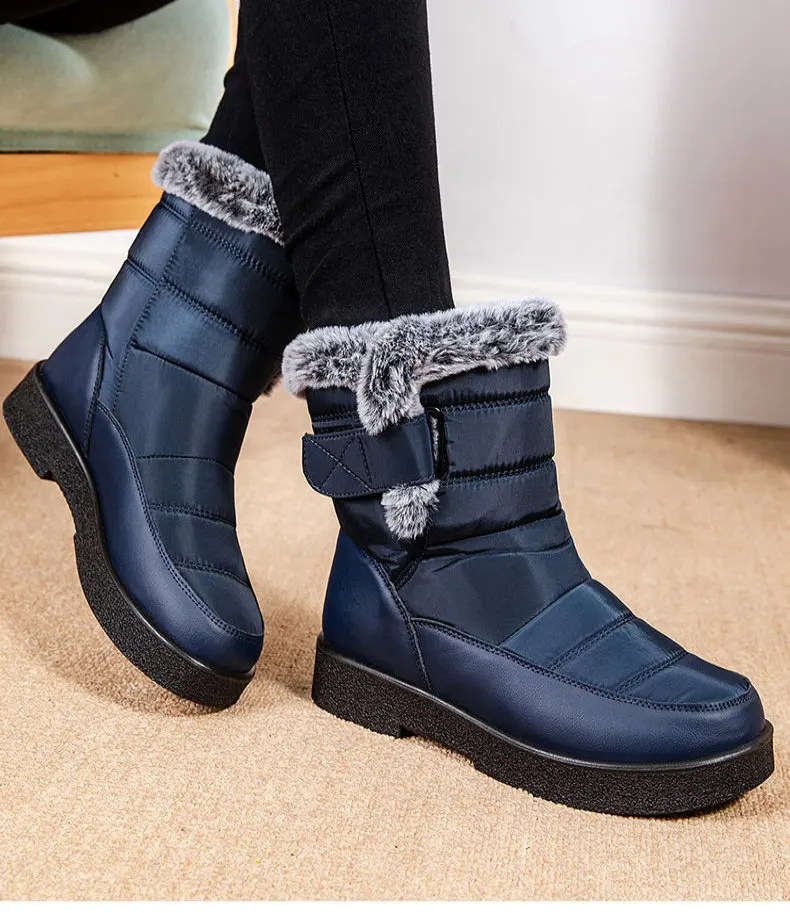 Frauen Stiefel 2025, Neue Wasserdichte Pelz Stiefel Für Winter Schuhe Frau Elegante Mit Hohen Absätzen Schnee Stiefel Schwarz Gummi Botas Mujer Footwear – Detail 14