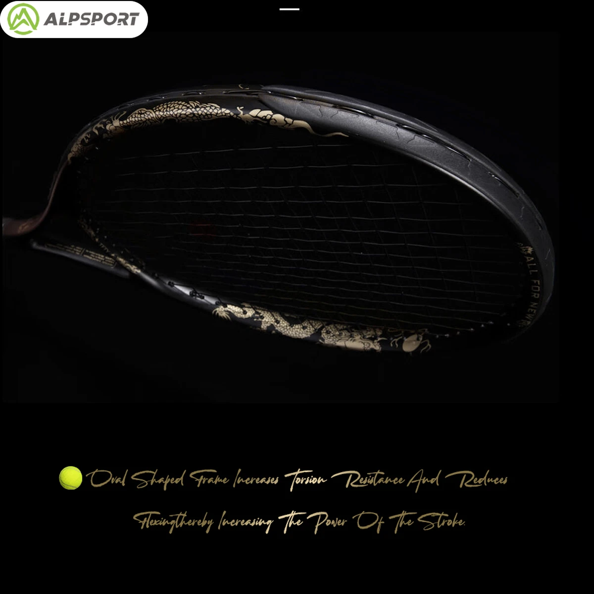ALPSPORT Pro Tennis Racket T800-18K Carbon Fiber with Bag for Training Men & Women