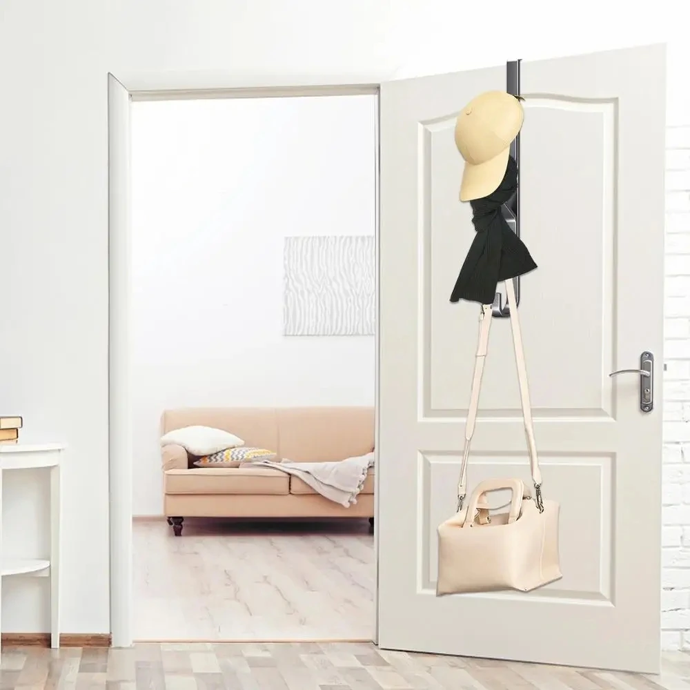 Over Door Hooks Carbon Steel Sturdy Multifunctional Clothes Hanger Space Saving Vertical Design Storage Hook