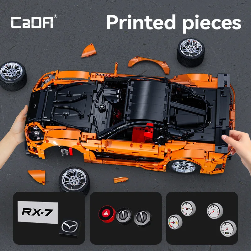Cada 1:8 Design MOC Artemy Zotov Racing Car Mazda RX-7 RC Sports