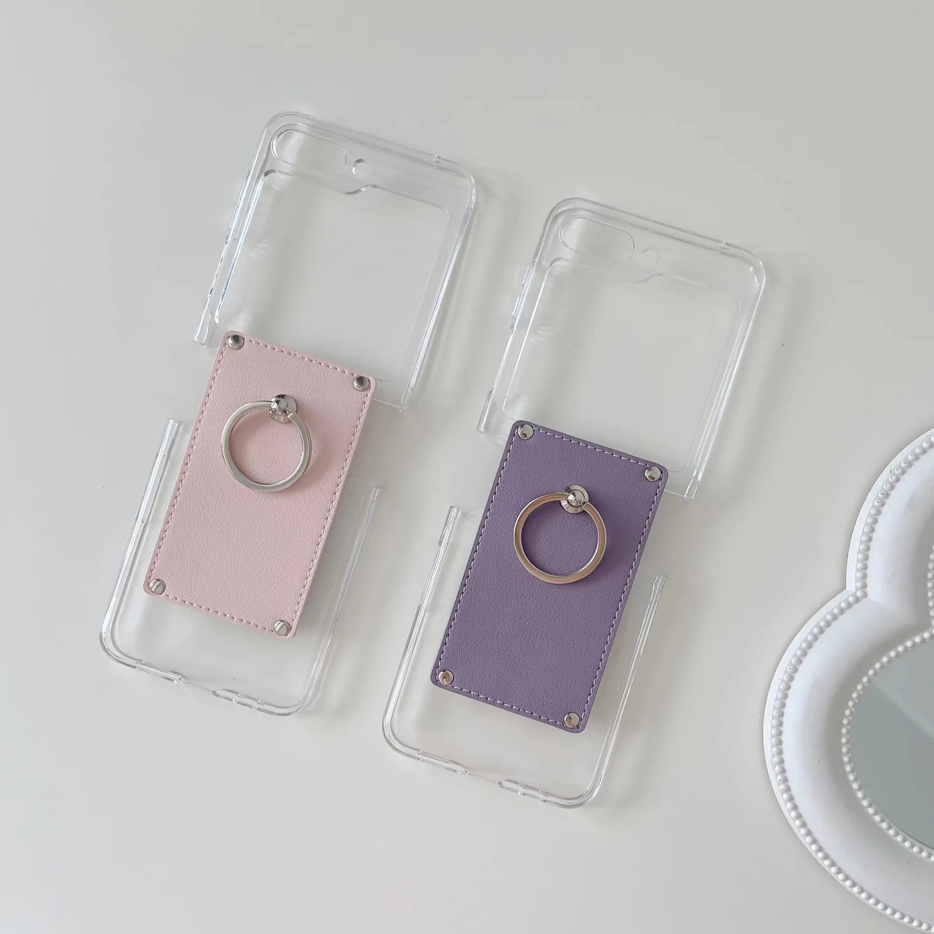 Stylish Leather Fashion Ring Case - Anti-Knock Foldable Phone Cover