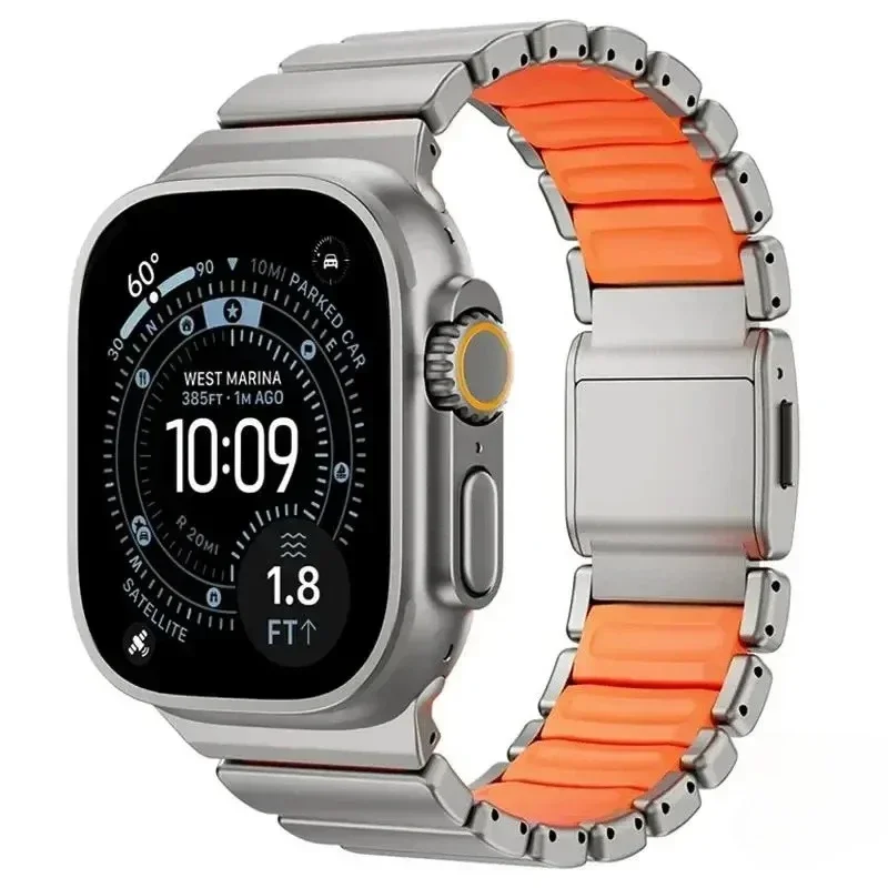 Magnetic Zinc Alloy & Silicone Watch Strap