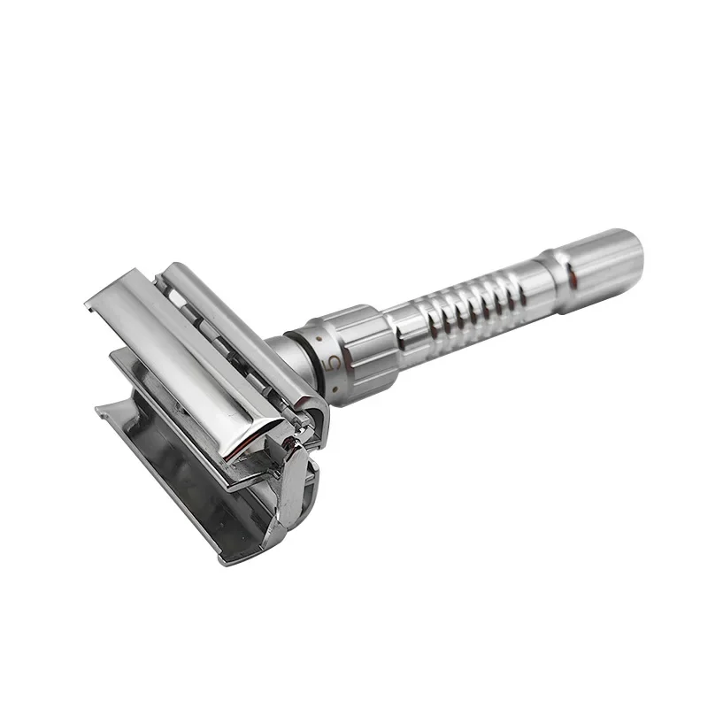 Adjustable Safety Razor Double Edge Classic Mens Shaving Mild to Aggressive 1-6 File Zinc Alloy Shaver With 5 Blades