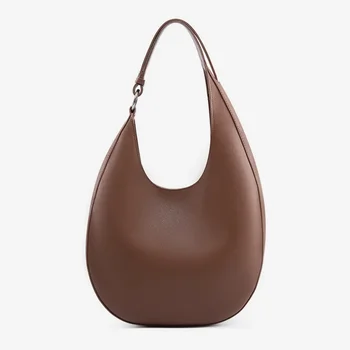 Burminsa Genuine Leather Half Moon Underarm Shoulder Bags For Women 2024 Trend Designer Crossbody Purses Tote Ladies Handbags