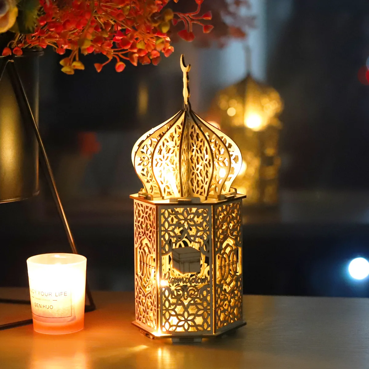 

Diy Eid Mubarak Wooden Led Light Letter Palace Wood Handicraft Modeling Lamp Islamic Muslim Party Ramadan Decorations Home 2023