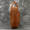 Luufan Men's Briefcase Big Genuine Leather Fit 16" Laptop Business Handbag Cow Leather Messenger Shoulder Bag Male Work Tote Red 2