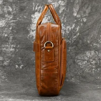 Luufan Men's Briefcase Big Genuine Leather Fit 16" Laptop Business Handbag Cow Leather Messenger Shoulder Bag Male Work Tote Red 2