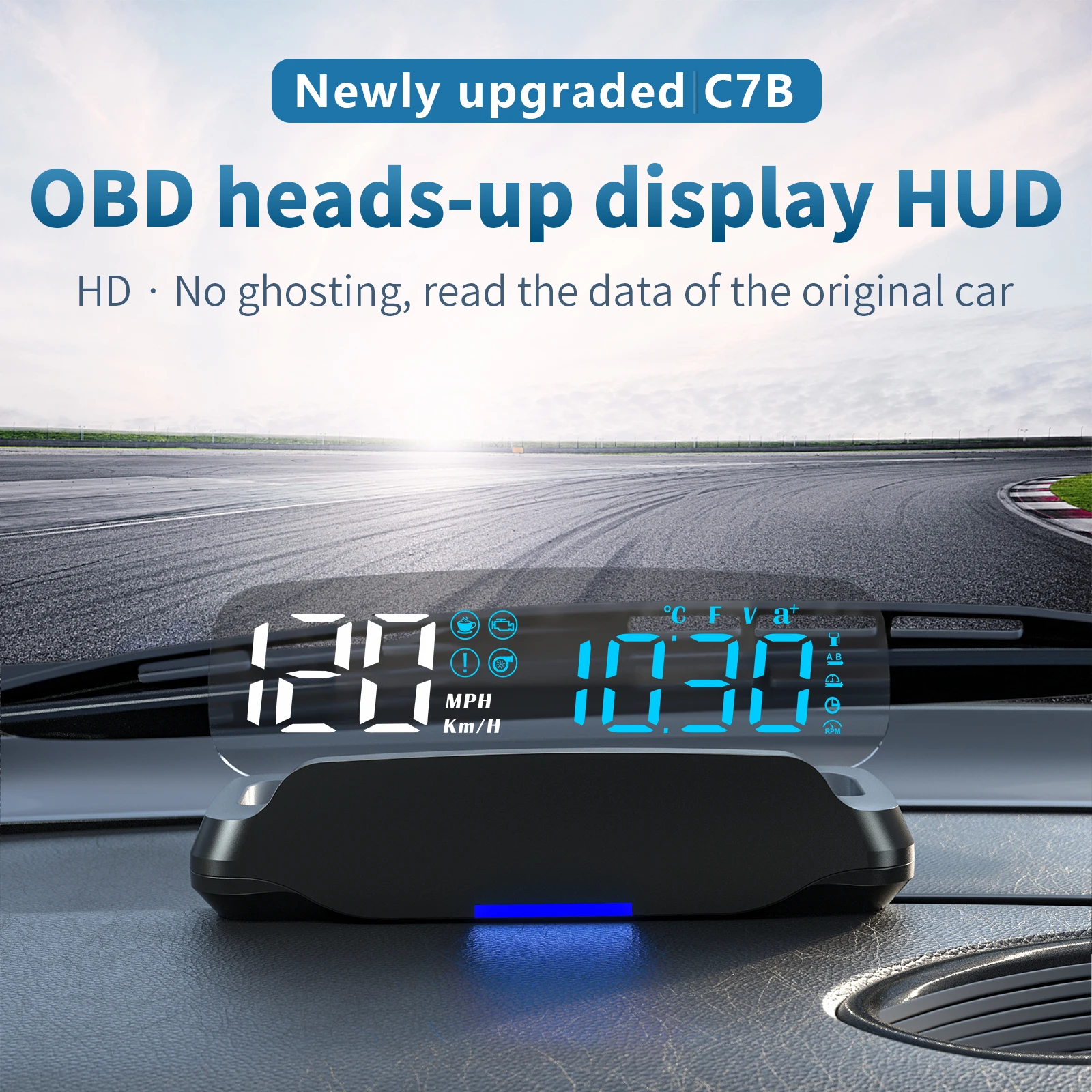 미러 HUD C7B Obd2 속도계 디지털 미터 HUD 디스플레이 자동차 전자 장치 헤드업 디스플레이 자동차용 속도 게이지