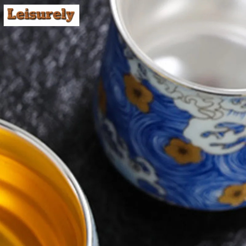 110ml Starry Sky Silver-plated Teacup Elegant Tea Bowl Mug Tea-tasting Personal Cup Jianzhan Master Cups Household Tea Items