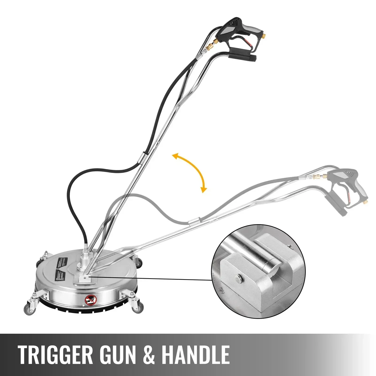 VEVOR Pneumatic Floor Scrubber 18 Inch Pressure Washer Rotary Surface Cleaner Patio 4000psi Pressure with 3/8 Quick Connector