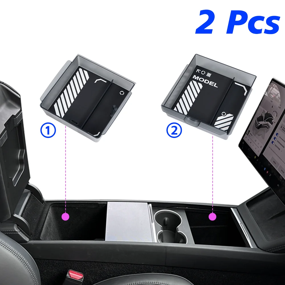 Für Tesla Model 3 Highland 2026 2025 2024 Konsolen-Armlehnen-Aufbewahrungsbox Innenraum-Organizer ABS-Gummimatte oder Beflockung – Detail 20