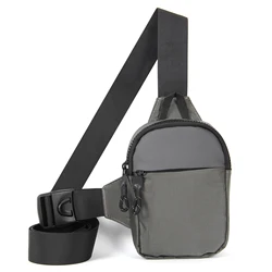 Stylish Men's Nylon Mini Crossbody Bag with Honeycomb Back Panel - S (GRAY)