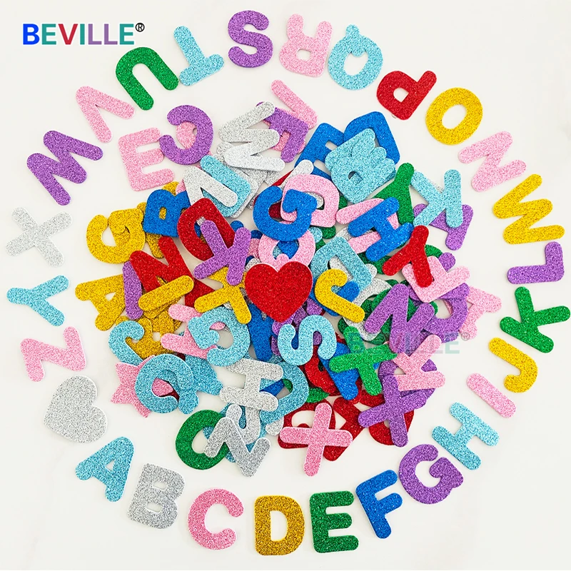 28Pcs/bag Glitter English Alphabet EVA Foam Stickers Kids Room Classroom Wall Decals Children Education DIY Toys Gifts Making