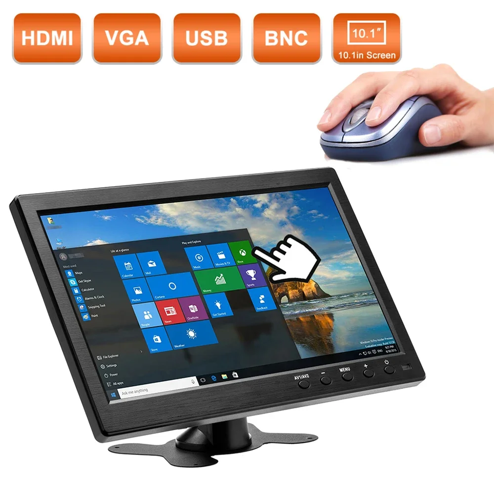 

PEGATAH 10.1inch LCD HD PC Monitor Mini TV Computer Display 2 Channel Video Input Portable Security Monitor With Speaker