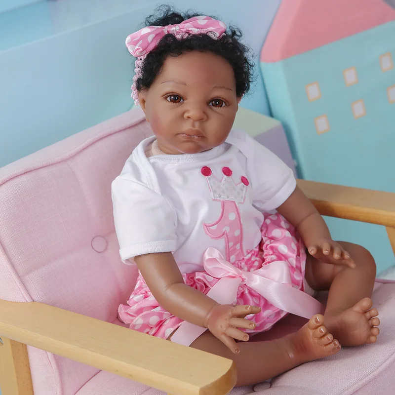 

Reborn Baby Black Doll African American Doll Lifelike Soft Baby Accessories Are Birthday Gifts for Boys and Girls