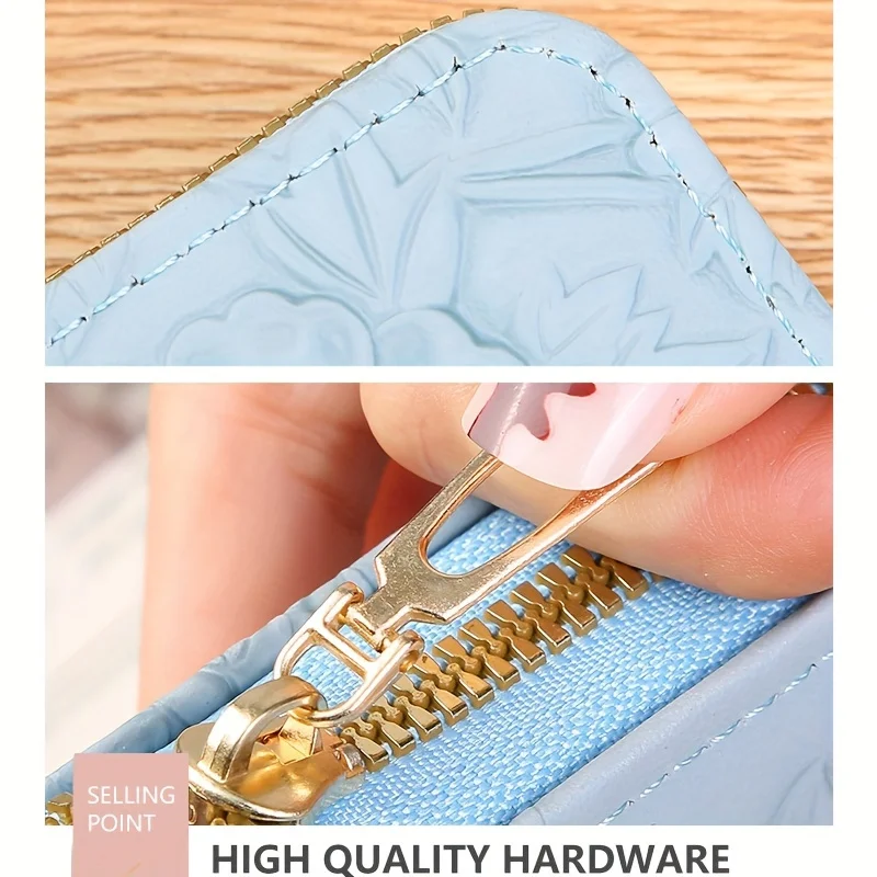 Floral Embossed Hand-Painted PU Leather Women’s Wallet & Clutch