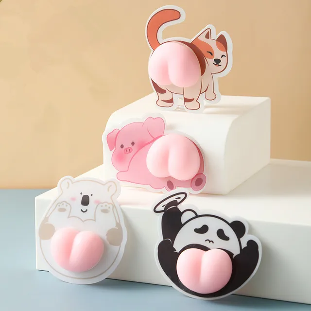Cute Kawaii Cute Peach Ass Squeeze Fingertip Toy DIY Bumper Anti-collision Sticker Squeeze Elastic Decompression Children's Toy 1