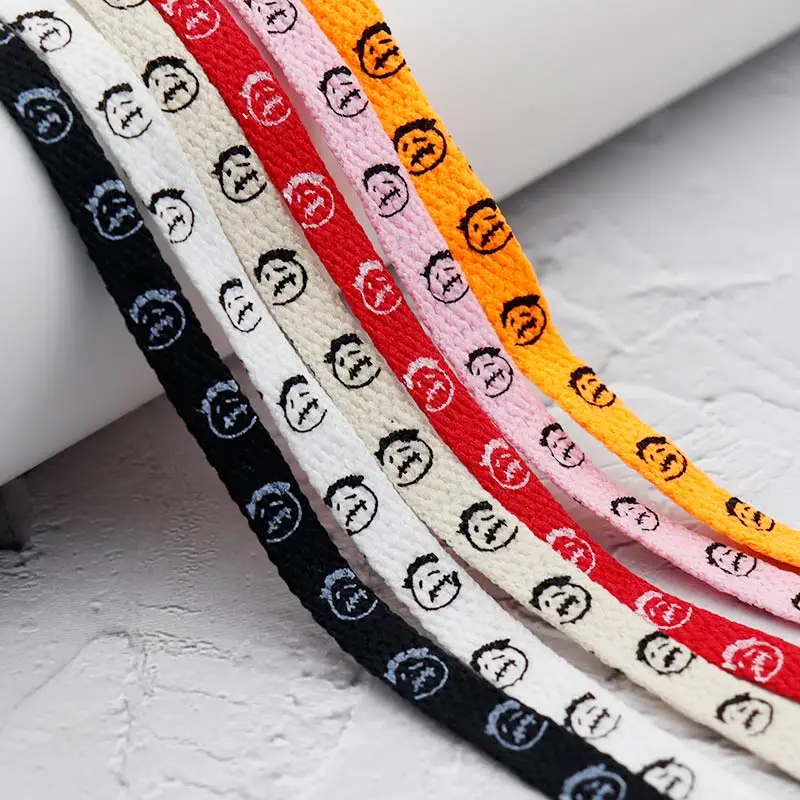 Coolstring 8MM Carton Silk Screen Printed Canvas Lacets Summer Camping Running Jogging Cordon Elder Pattern Flat Tape 30Pair/lot