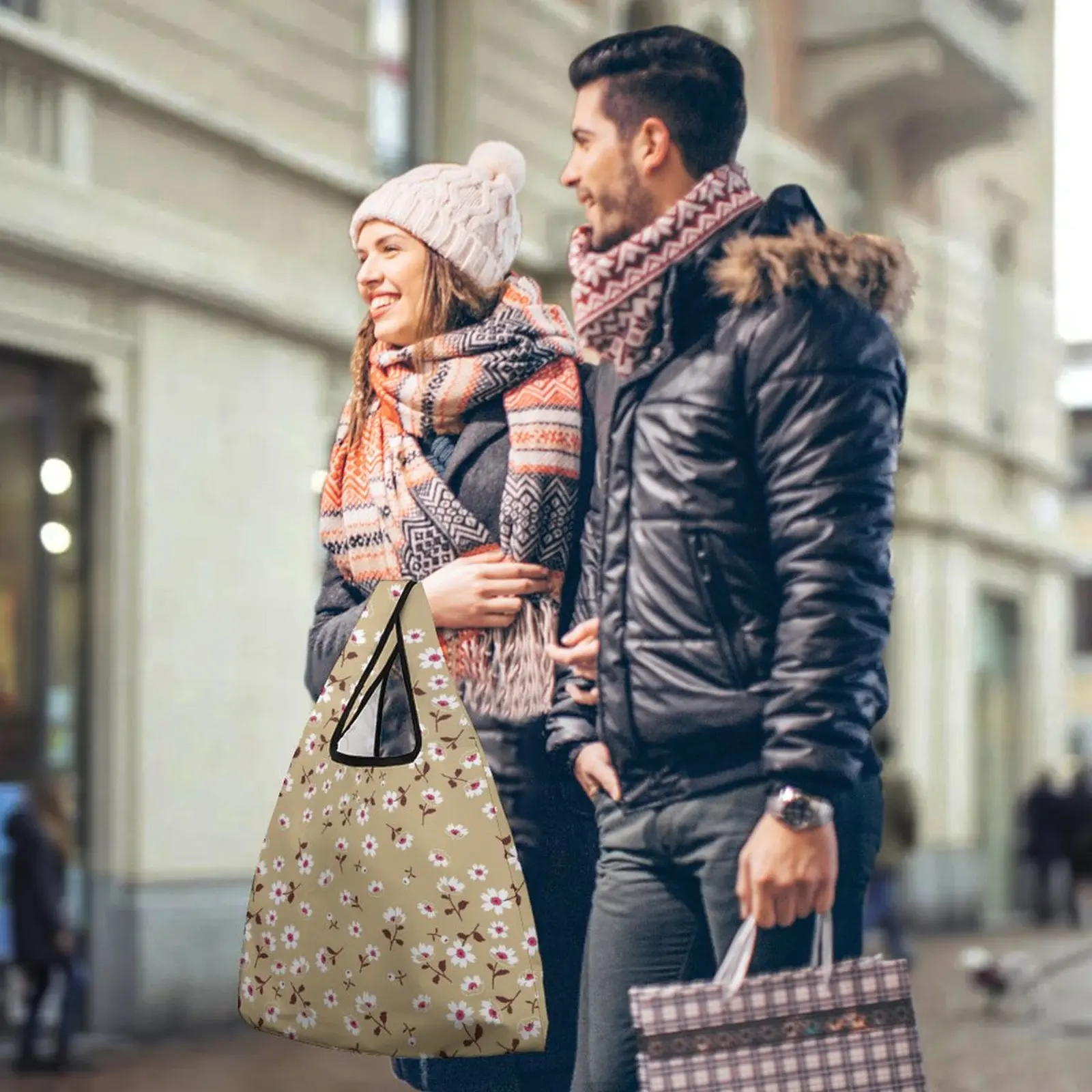 Custom Pattern  Small Shoppers Shopping Handbags Full Printed Large Bag Travel Portable Reusable Folding Tote Bags One Size