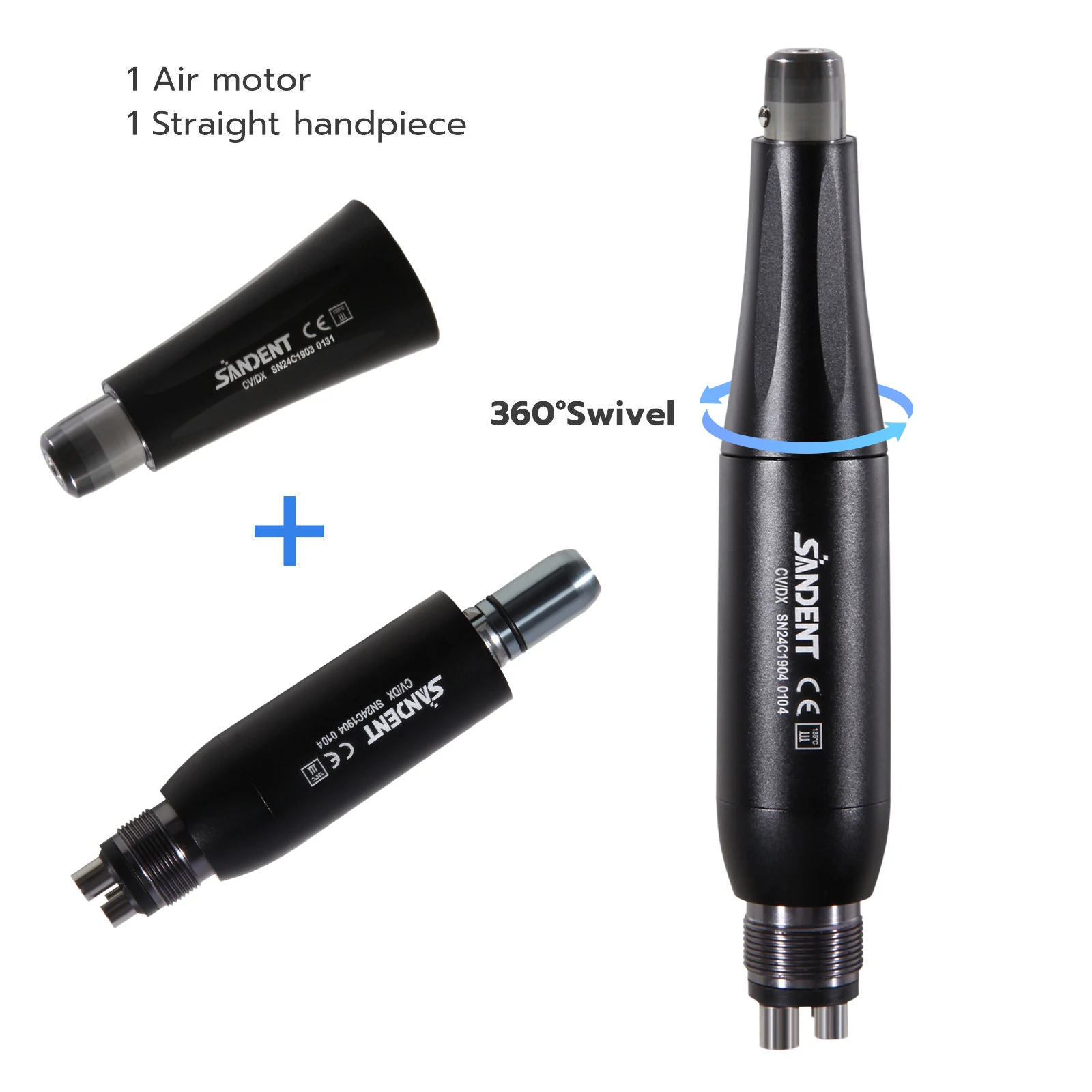 

360° Swivel Dental Hygiene Prophy Low/Slow Speed Handpiece 4:1 Air Motor 4 Holes / 1:1 Straight Nose Cone