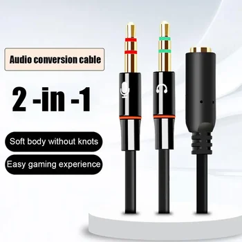 Divisor conversor de áudio de microfone de fone de ouvido para computador 3.5mm fêmea para 2 duplo 3.5mm macho fone de ouvido microfone áudio y divisor 1