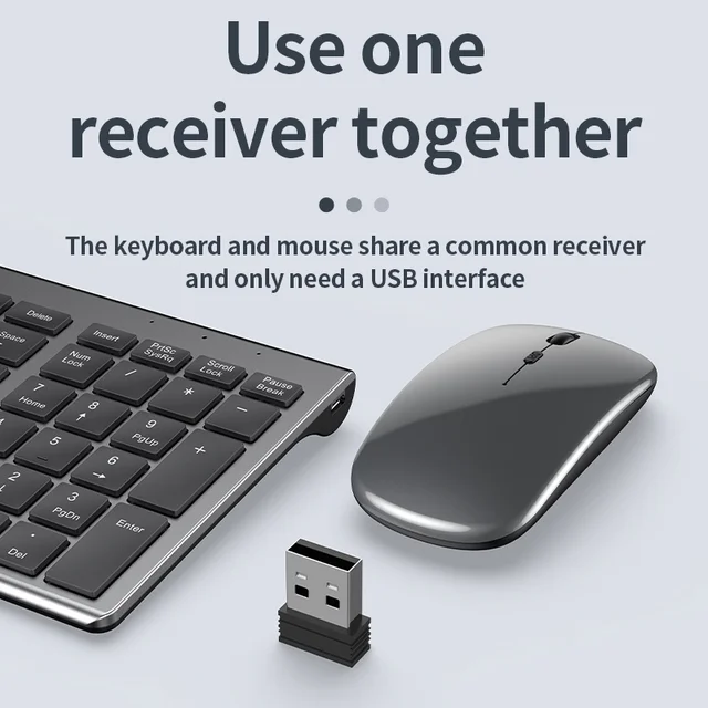 Jomaa Slim Rechargeable Bluetooth Keyboard and Mouse Set for Laptop Computer 2.4G USB Wireless Keyboard and Mouse Combo 5