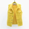Fashionable Short Denim Jacket Women's Slim Fit Sleeveless Spring Summer Versatile Body Shaping Hole Punching Top