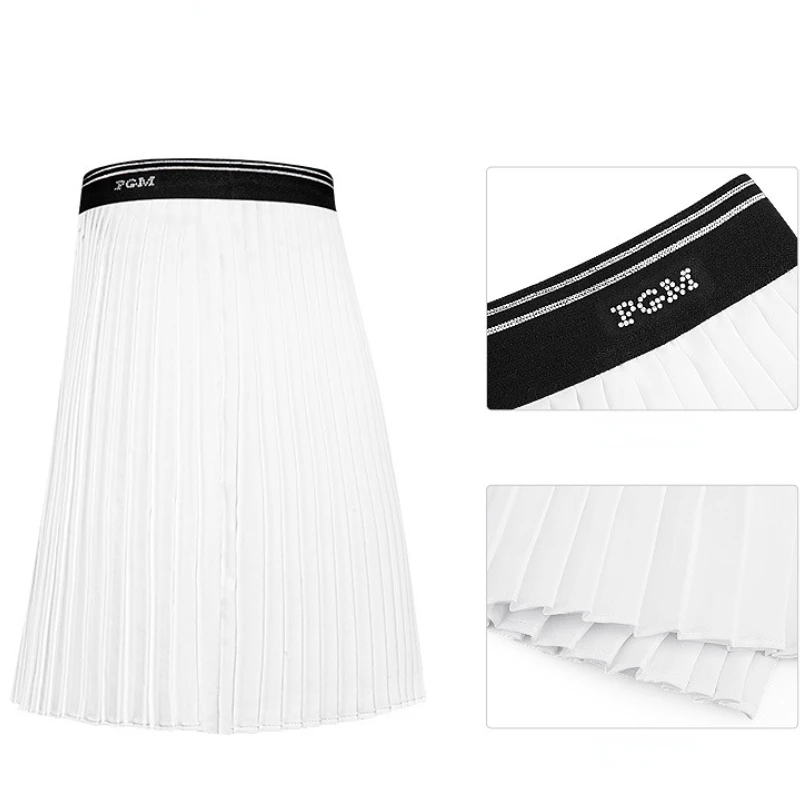 PGM Women's Golf Skirt Summer Quick-drying Sports Skirt Elastic Belt Bright Diamond Pleated QZ088