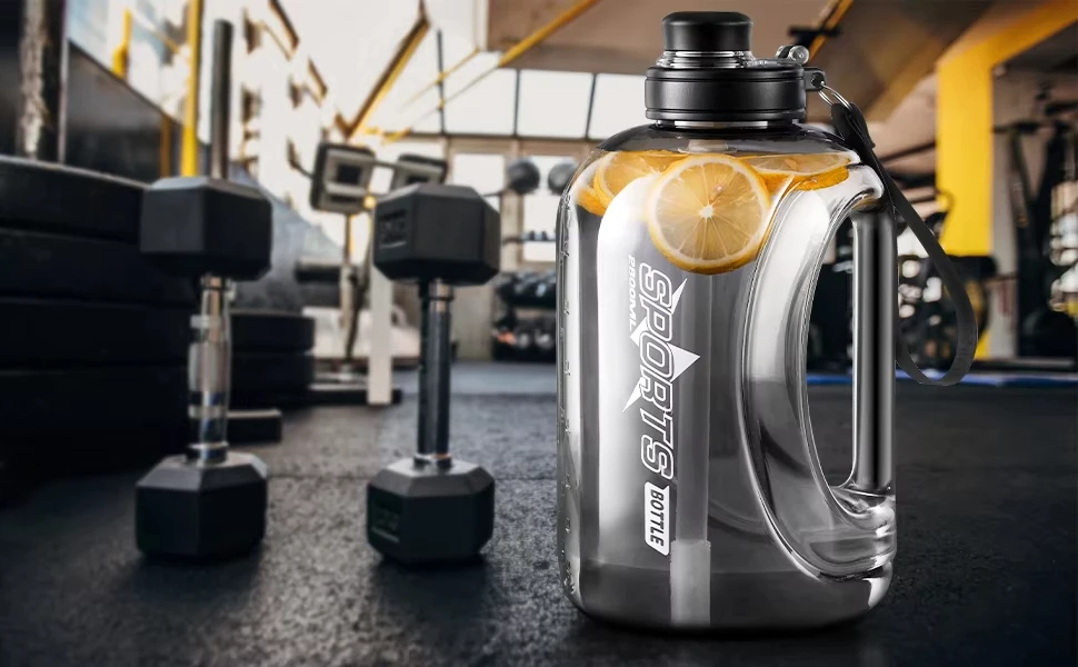 Large Capacity Water Bottle with Straw & Strap Portable Handle BPA Free Eco-Friendly Perfect for Outdoor Sports and Fitness