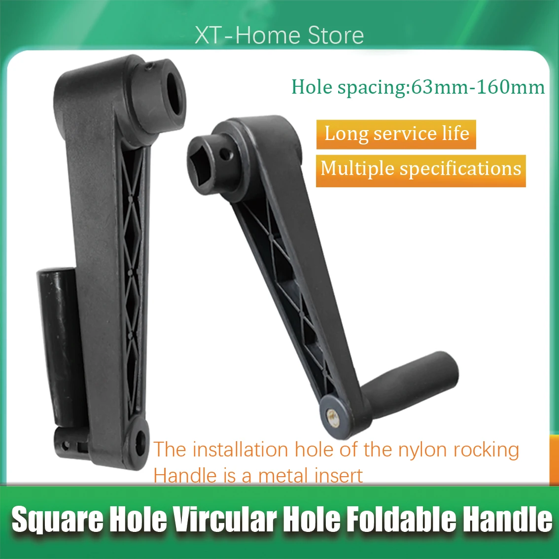 1PCS Handle Length 63-160mm Circular/square Hole 8/10/12/14/16mm Machine Tool Milling Dual-purpose Foldable Crank Rotating Tool