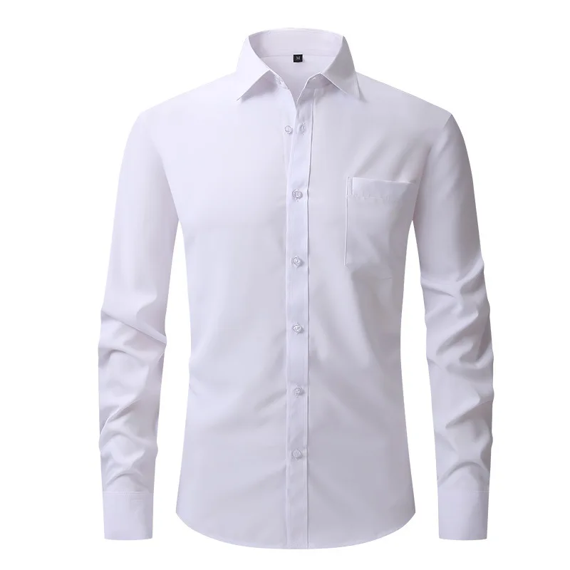 Spring Summer Long Sleeved Polo Shirt Men Button Solid Color Business Formal Costumes Male Clothing Casual Blouse All Match Tops