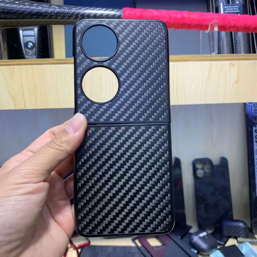 

Матовый Жесткий чехол из углеродного волокна с краями для телефона Huawei P50, карманный противоударный чехол P50Pocket