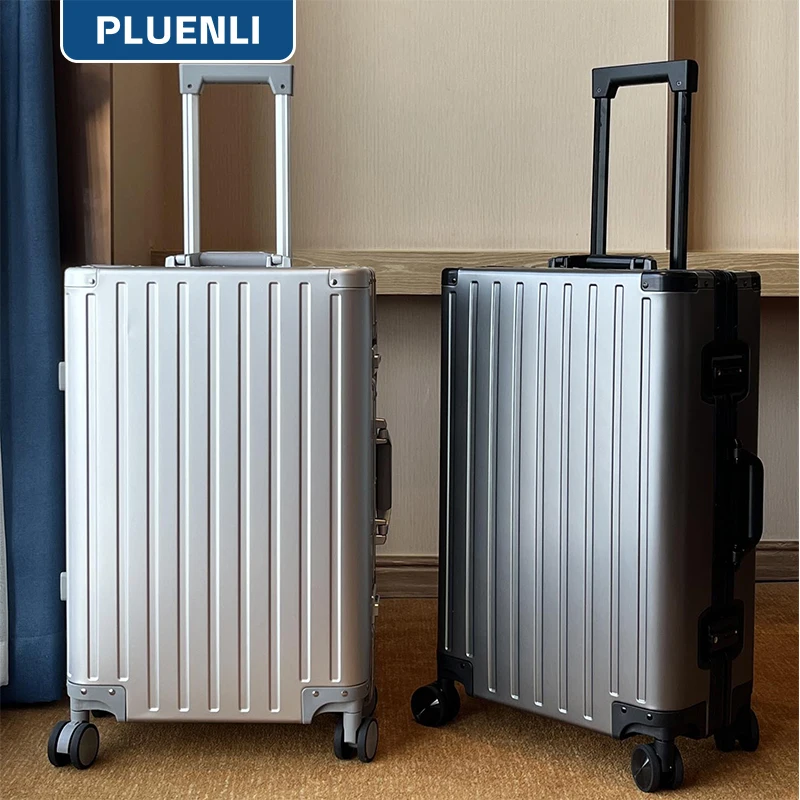 PLUENLI All-Aluminum Magnesium Alloy Luggage Men's and Women's Aluminum Frame Universal Wheel Trolley Case Boarding Travel Metal