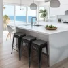 Modern Faux Leather Magnetic Bar Stool Cushions 4 Pack Square Chair Pads Comfortable Soft Stackable Bistro Dining Use 3
