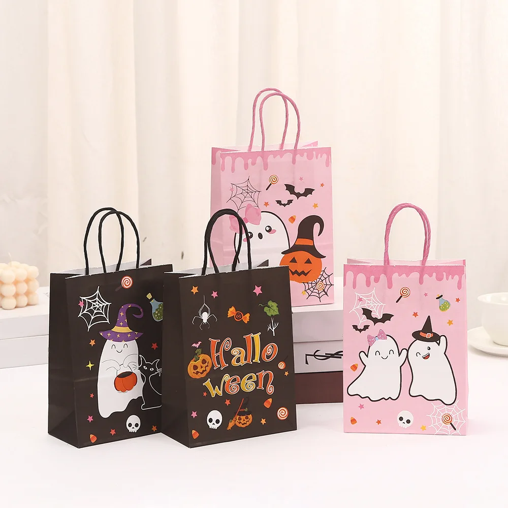 Pumpkin Bat Ghost Printed Halloween Kraft Paper Gift Bags for Party Favors Trick or TreatBirthday and Craft Supplies 2