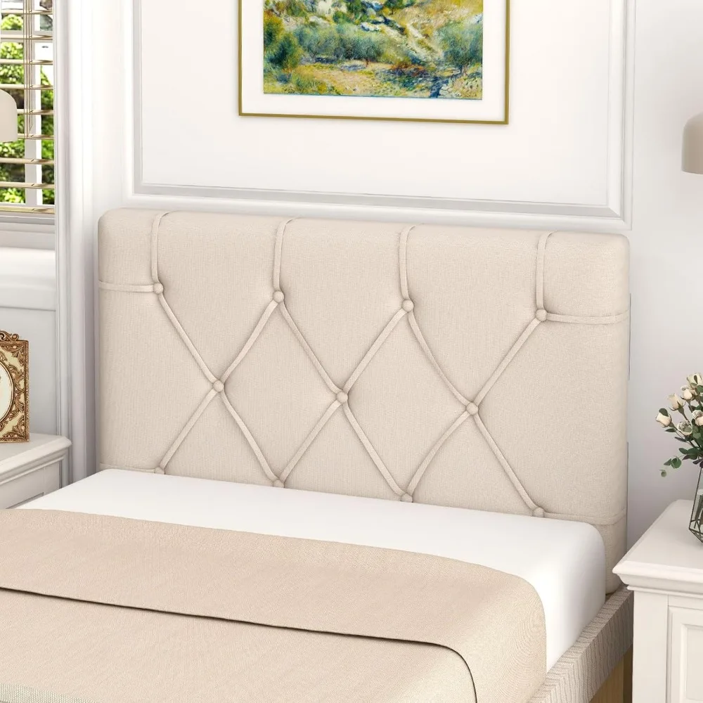Twin XL Size Bed, Wall Mounted Twin Headboard Only, Modern Button Tufted for Dorm Bedroom, Attachment Device, Headboards 4