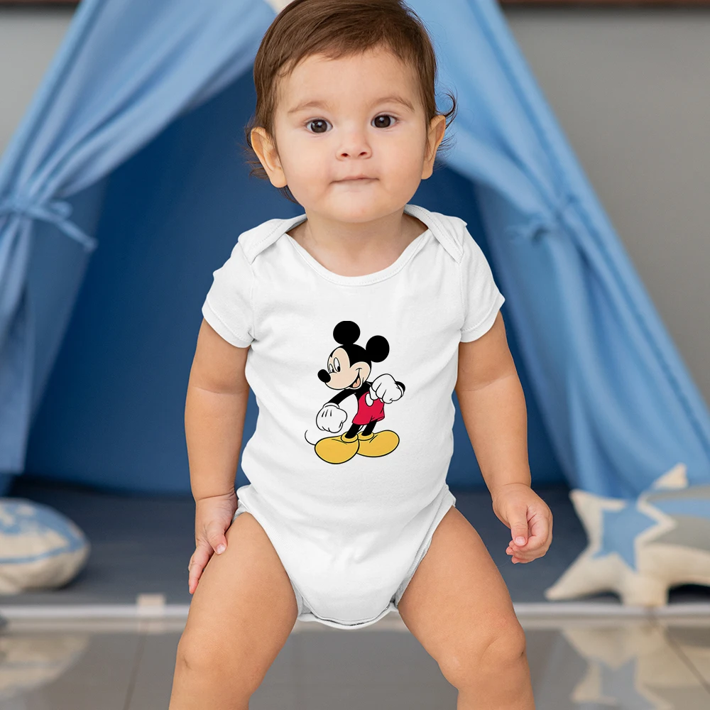 Mono bebé niño Mickey Mouse animados Casual moda manga corta tela suave marca Disney mameluco para niñas _ AliExpress Mobile