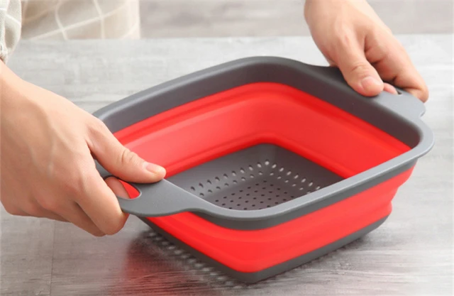 Scolapasta Pieghevole In Silicone LHKJ - Senza BPA, Rosso, Capienza 3,8 Litri - Foto 7
