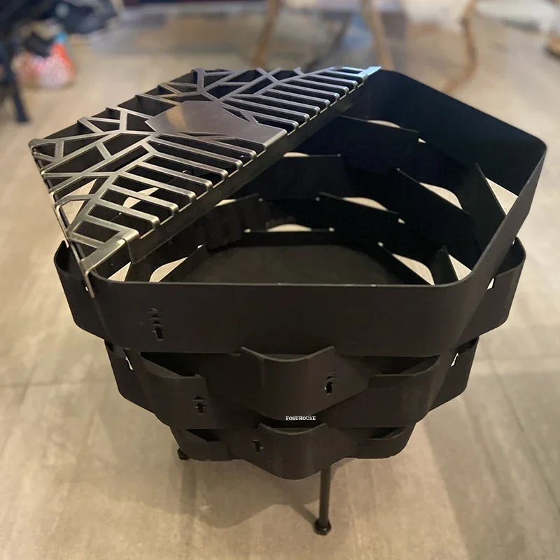Courtyard Stainless Steel Fire Pit For Outdoor Heater Camping BBQ Stove Winter Folding Portable Utdoor Camping Charcoal Braziers