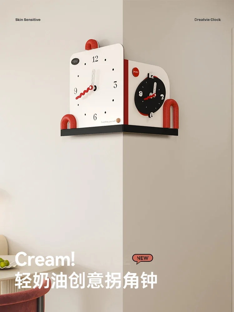 

Double-Sided Corner Clock Wall Clock Living Room 2023 New Modern Minimalist Creative Yang Corner Clock Wall Decoration