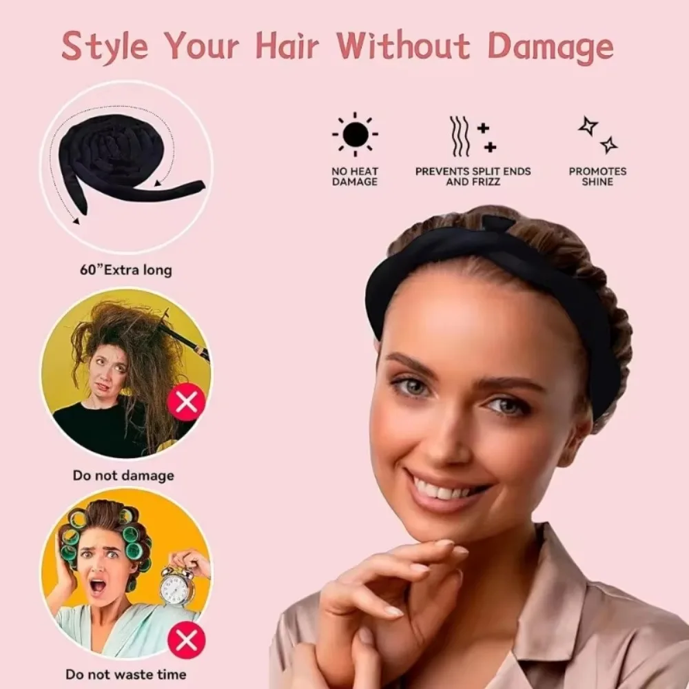 Heatless Hair Rollers Head Band No Heat Silk Curls Ribbon Wave Rod Sleeping Soft Headband Lazy Hair Curlers Styling Tools
