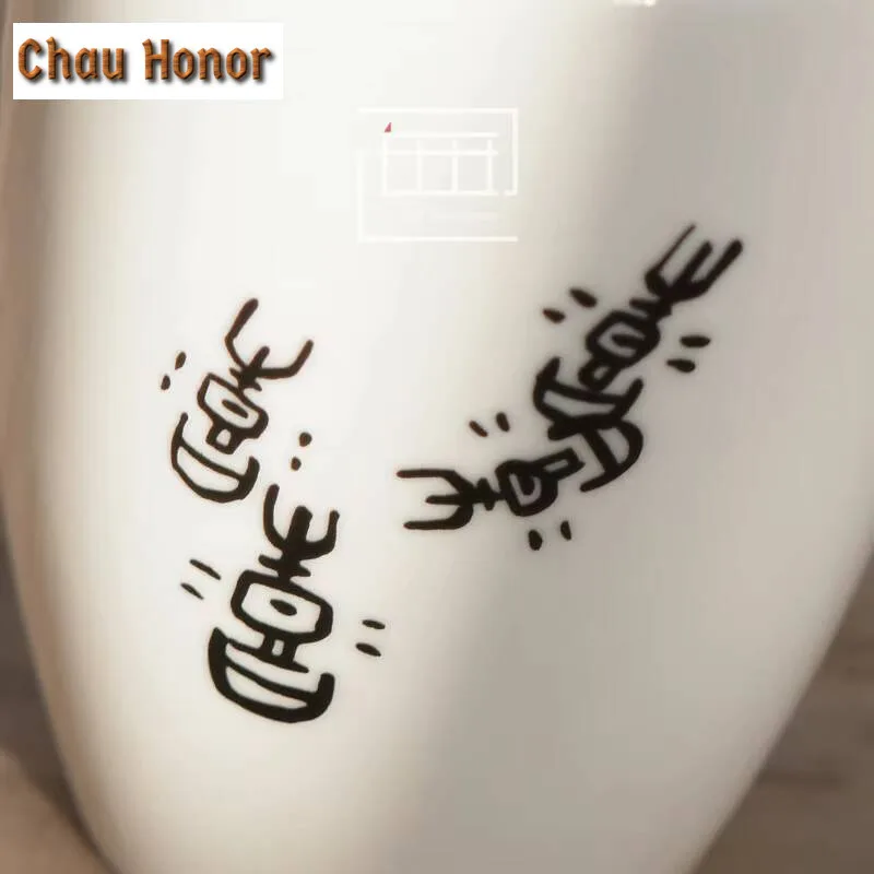 240ml Chinese Oracle Bone Inscription Tea Pitcher White Porcelain Tea Divider Cha Hai Coffee Justice Cup Drinkware Accessories