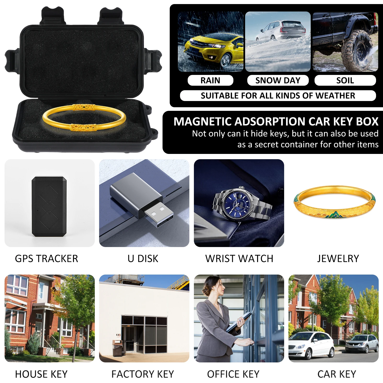 Stash Car Key Box Creative Magnetic Key Cases Portable Hide Key Holder Safe Emergency Anti-Rust Key Holder For Home Secret Box