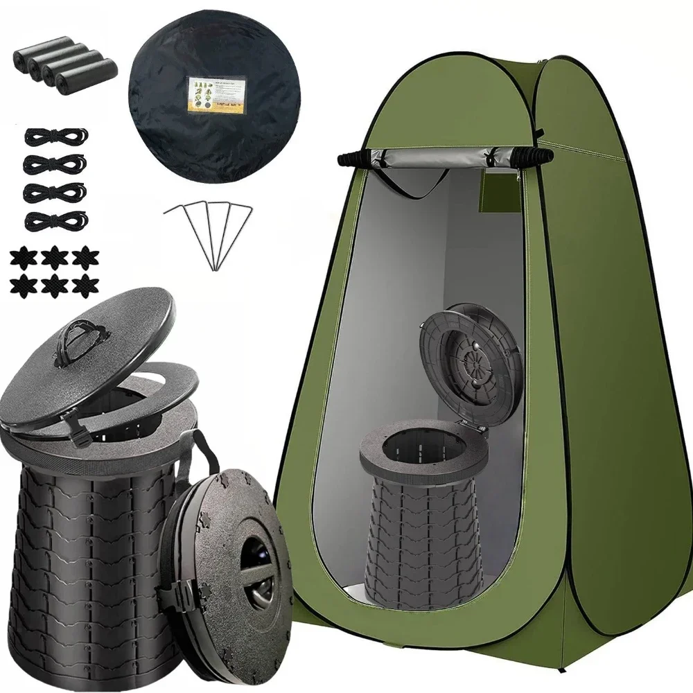 Portable Camping Shower Toilet Tent Set 2